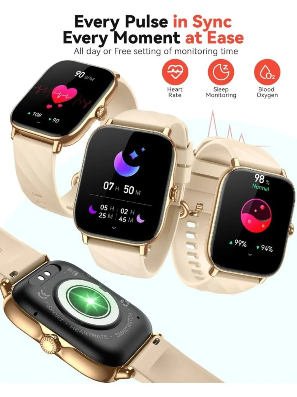 Stylish Fitness Smartwatch for Men & Women | Step Counter, Sleep Monitor